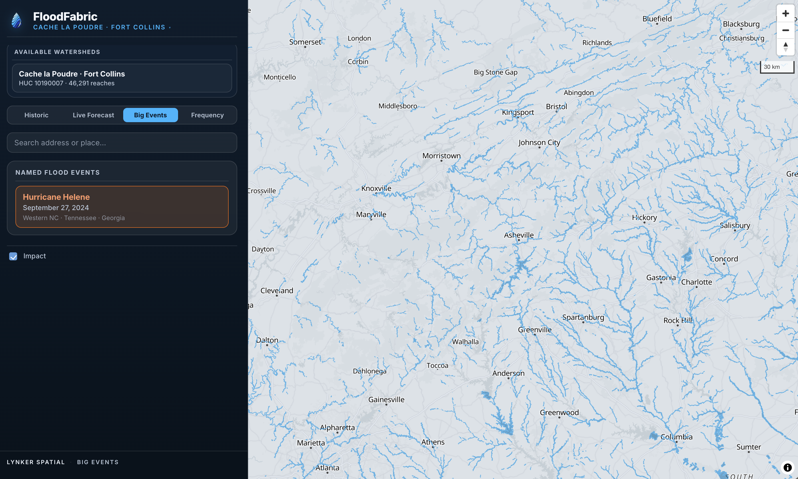 NWM-based inundation coverage across the national river network