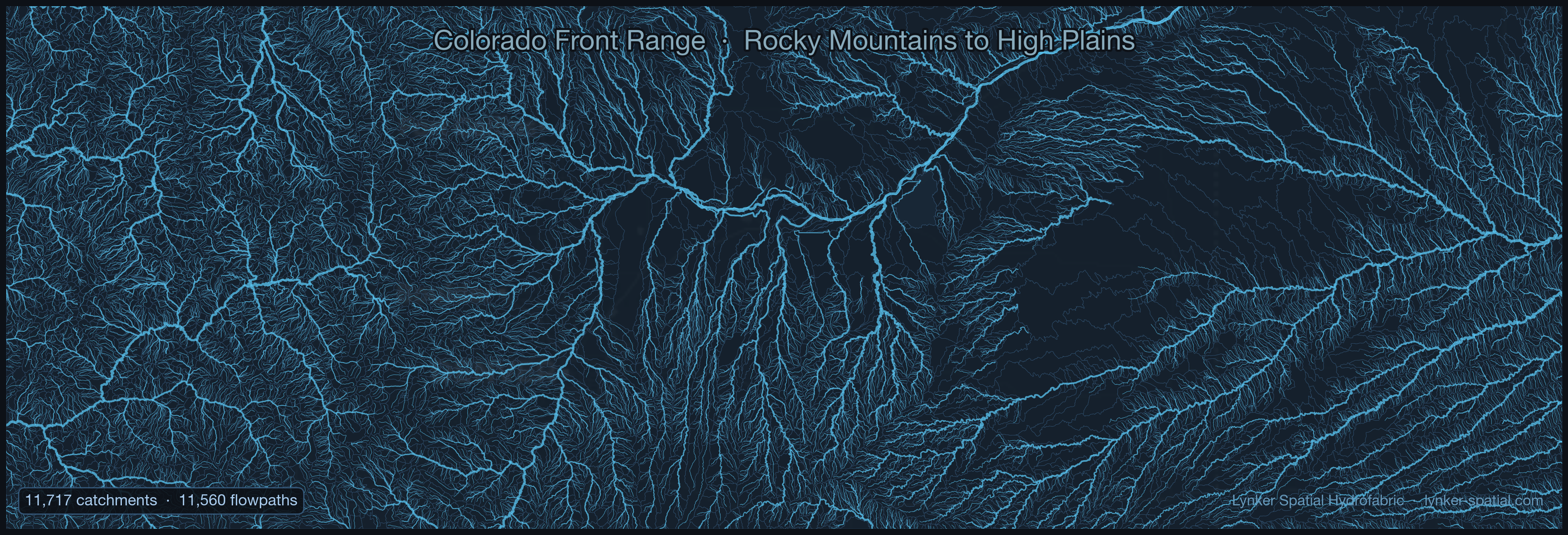 Lynker Spatial Hydrofabric, Colorado Front Range, Rocky Mountains to High Plains